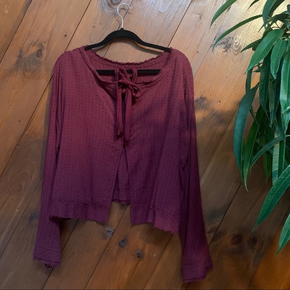 Free People Maroon Walking In Hueco Open Back Top - Picture 2 of 5